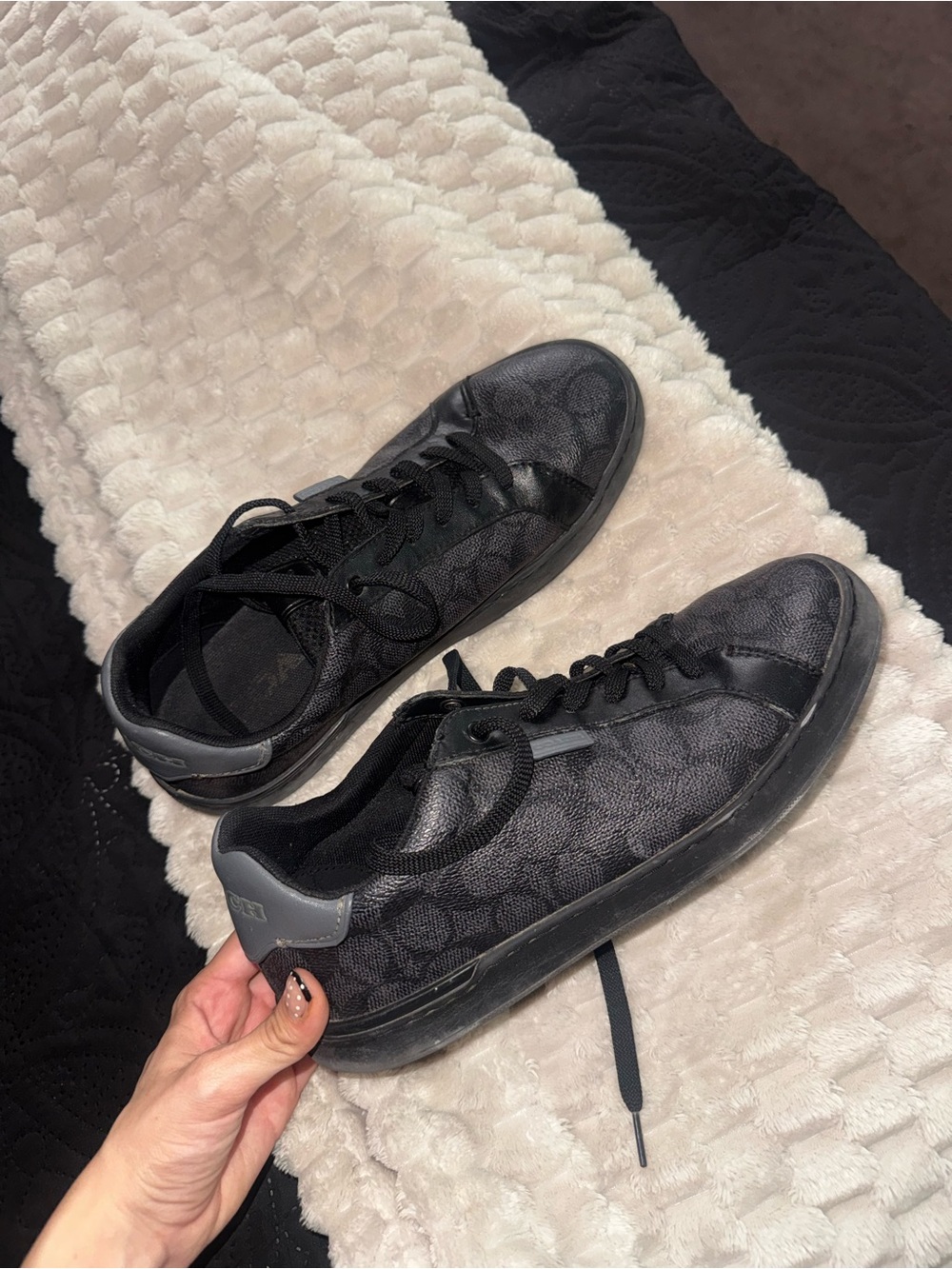 Coach Men’s Black Low-Top Sneakers with Subtle Signature Print